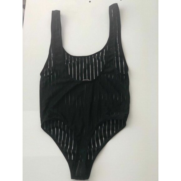 Nasty Gal Women’s Black Striped Sheer to Your Heart Bodysuit Size S Sexy Stretch - Picture 8 of 9